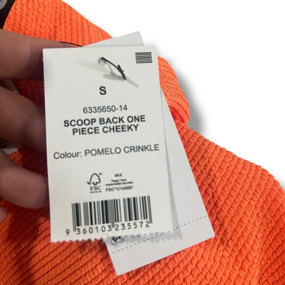 NEW Cotton on Orange One Piece Swimsuit Small Ribbed Textured Cheeky Swim NWT - Picture 10 of 11